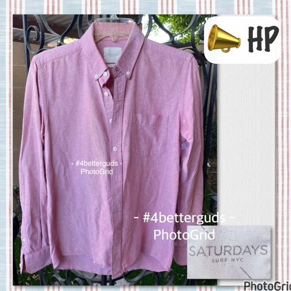 Saturdays New York City Other - Saturdays Surf NYC Boucle Oxford Long Sleeve Button Front Cotton Shirt Red Small